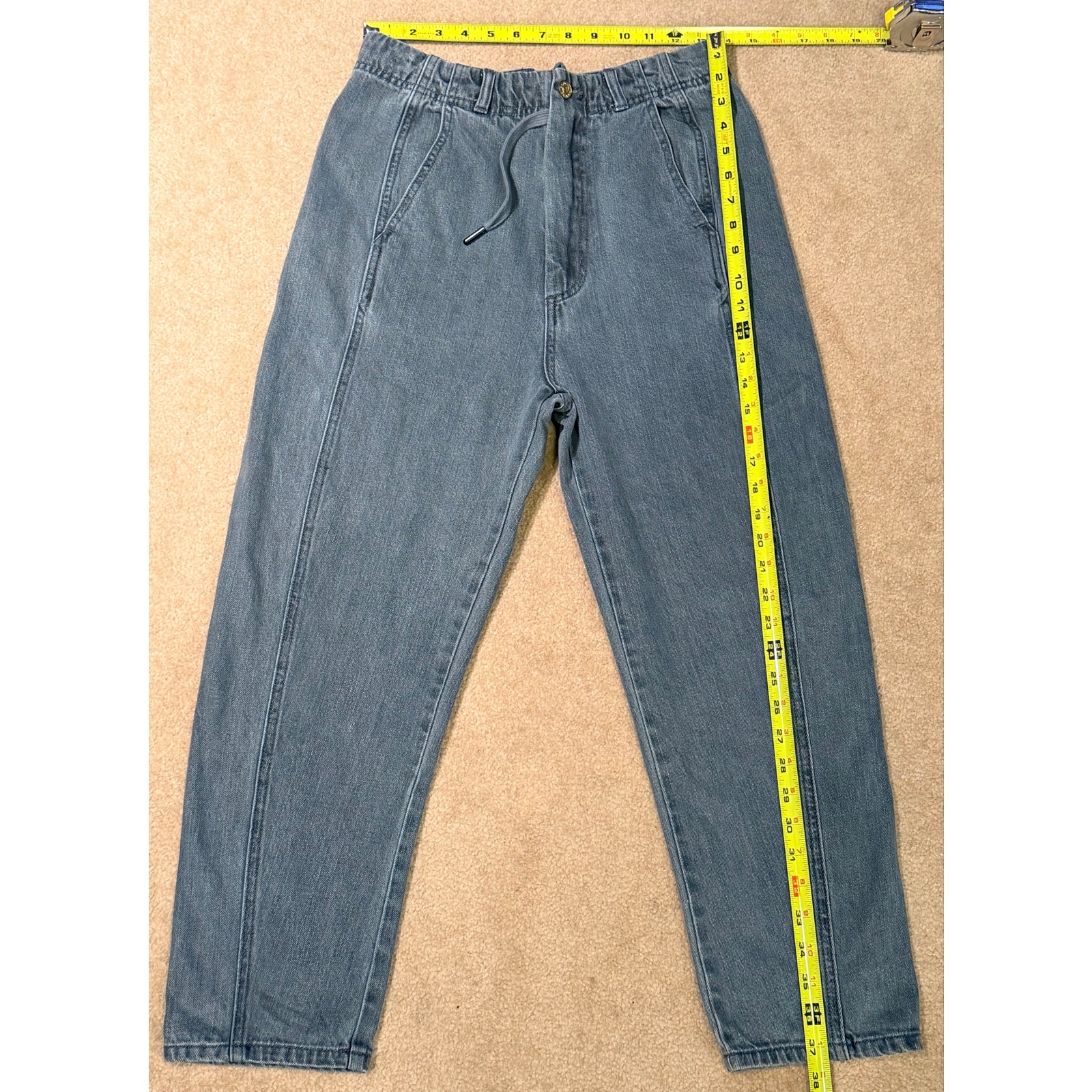 Roucha Delen Denim Pants Womens Vintage 100% Cotton Drawstring Waist Size Aa — image 2 of 8